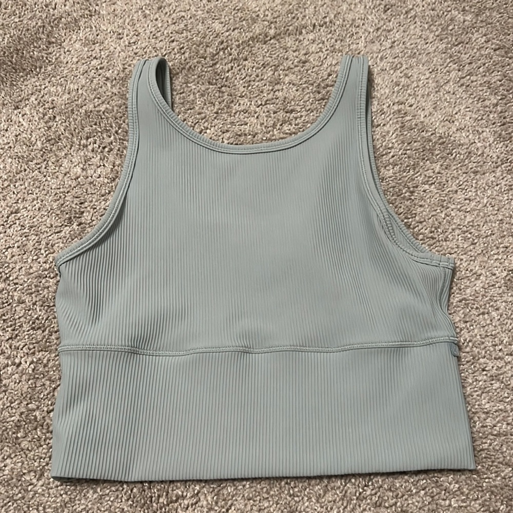 Lululemon Power Pivot Ribbed Tank in Silver Blue Sz 6